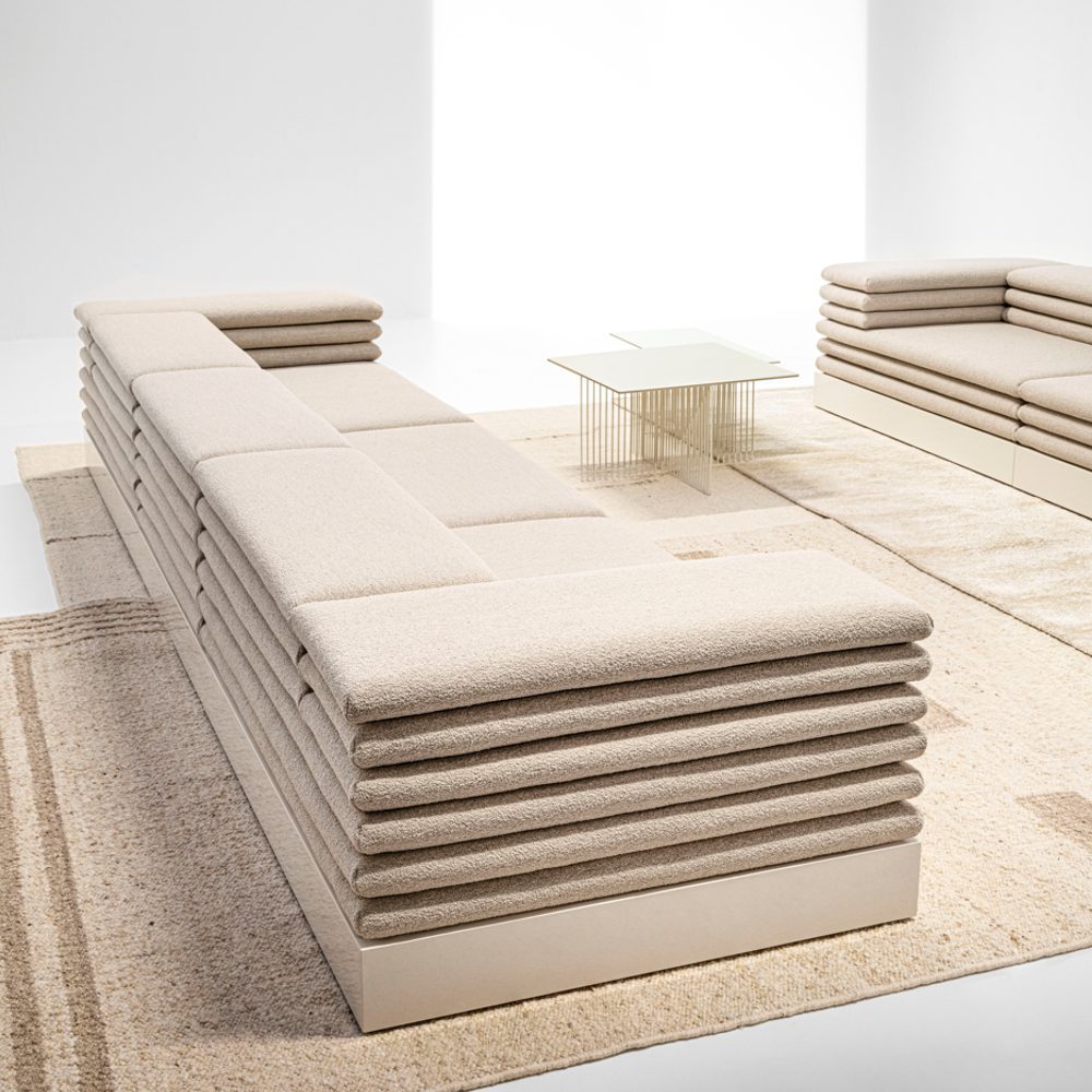 Acamante modular sofa in Bourne Furniture collection. A minimalist system built around square and rectangular units.