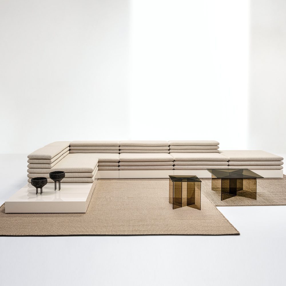 Acamante modular sofa in Bourne Furniture collection. A minimalist system built around square and rectangular units.